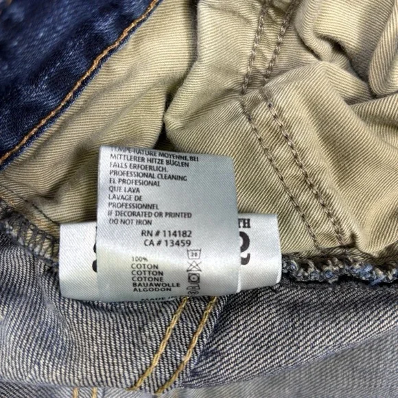 Ed Hardy Jeans Mens 36x32 Blue Distressed Splatter Straight Flap Pockets Whisker - Picture 11 of 16